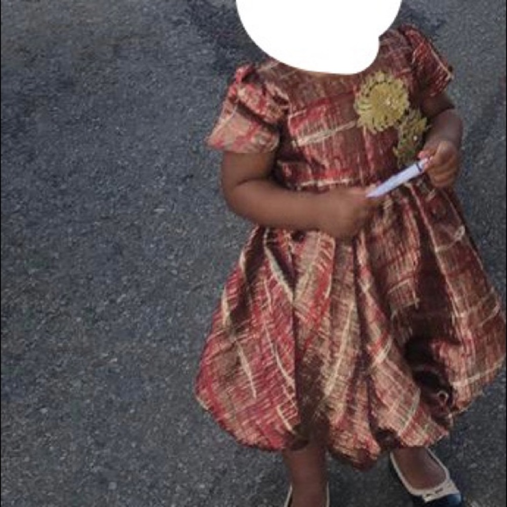African Multi print Embroidery Dress - Picture 3 of 6